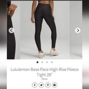 Lululemon base pace fleece 28" size 2 NWT black